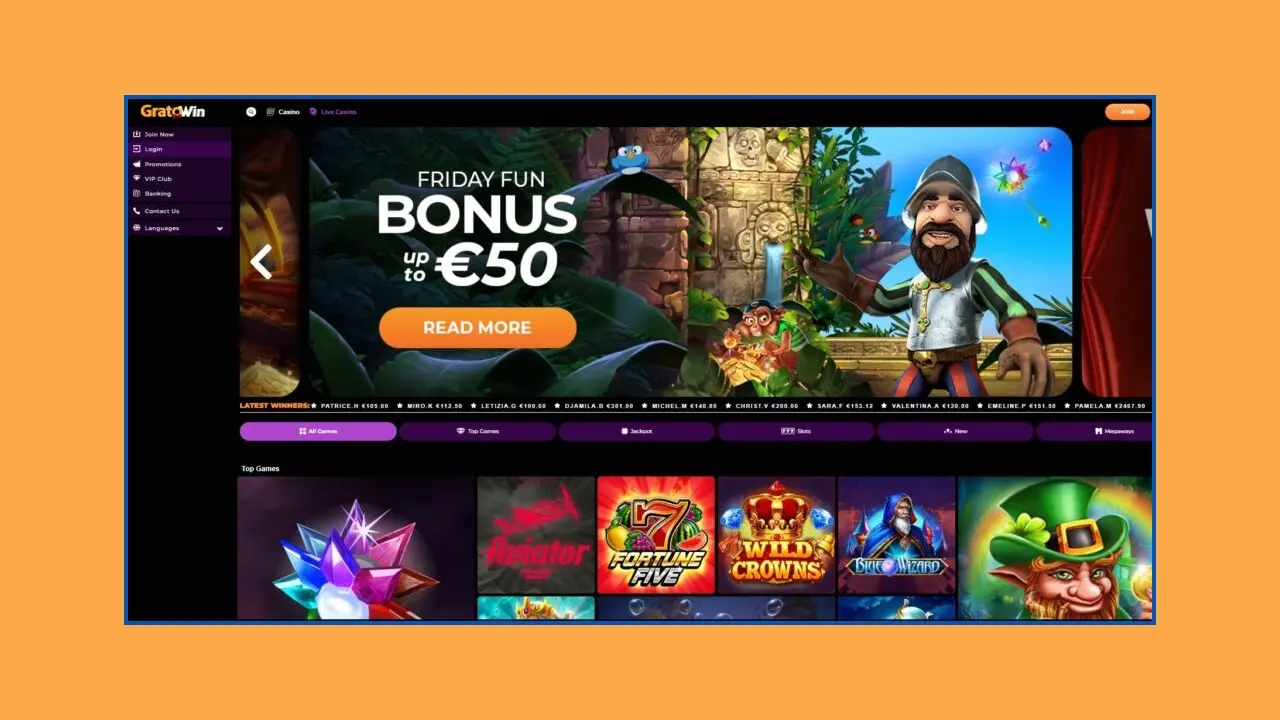 Ricarica il tuo account nella versione mobile del casinò Gratowin